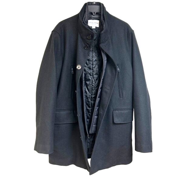 Cole Haan Men Wool Coat Jacket Quilted Lining Warm Professional Career Size M - Picture 1 of 11